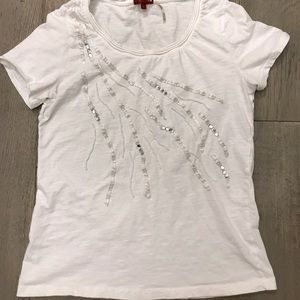 White embellished t shirt